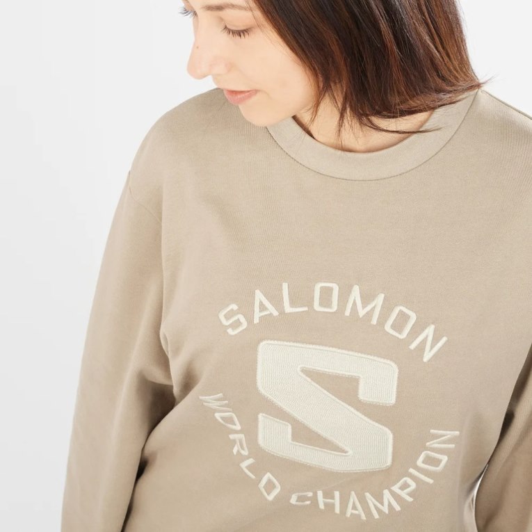 Beige Salomon Outlife Logo Summer Women's Sweatshirt | IE EW5427